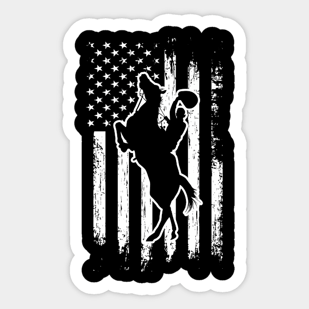 US Flag Country Horse Cowboy Sticker by shirtsyoulike